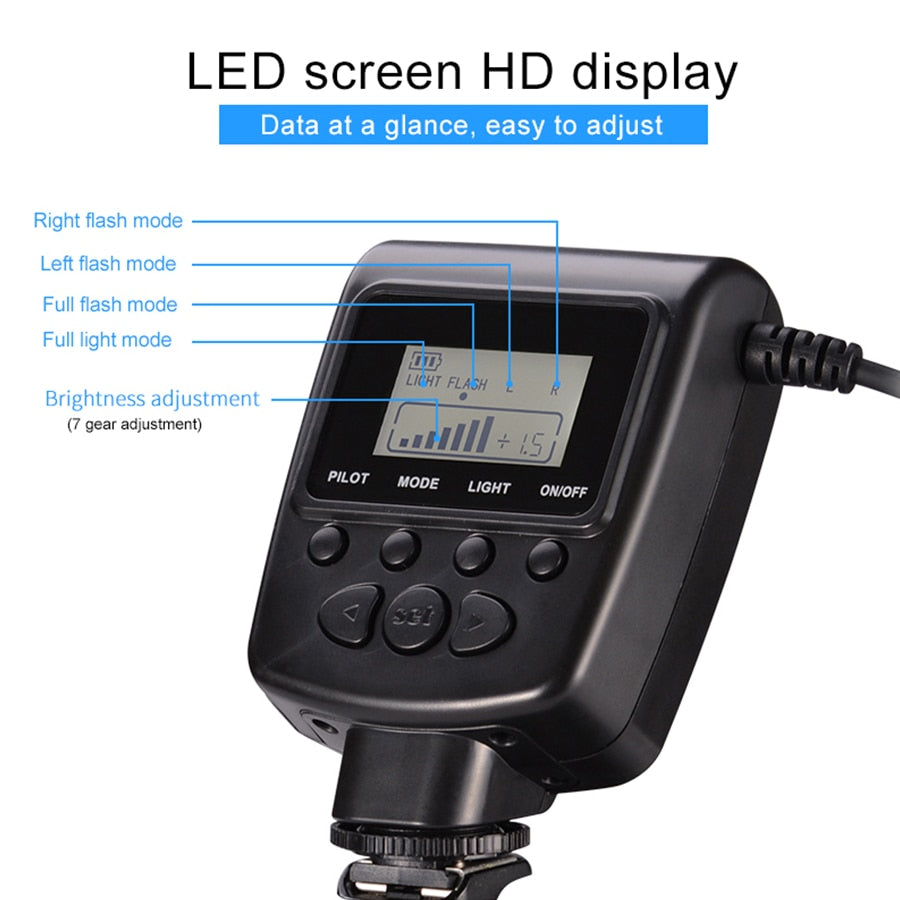 MAMEN 48 Macro LED Ring Flash Light With 8 Adapter Ring For Nikon Canon Pentax Olympus Panasonic Camera DSLR Ring Flash Kit - Korvel