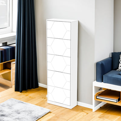Shoe Storage Cabinet for Entryway, 5 Tiers Shoe Organizer with Carved Panels, Carving Shoe Closet,Vertical Shoe Cabinet - Korvel
