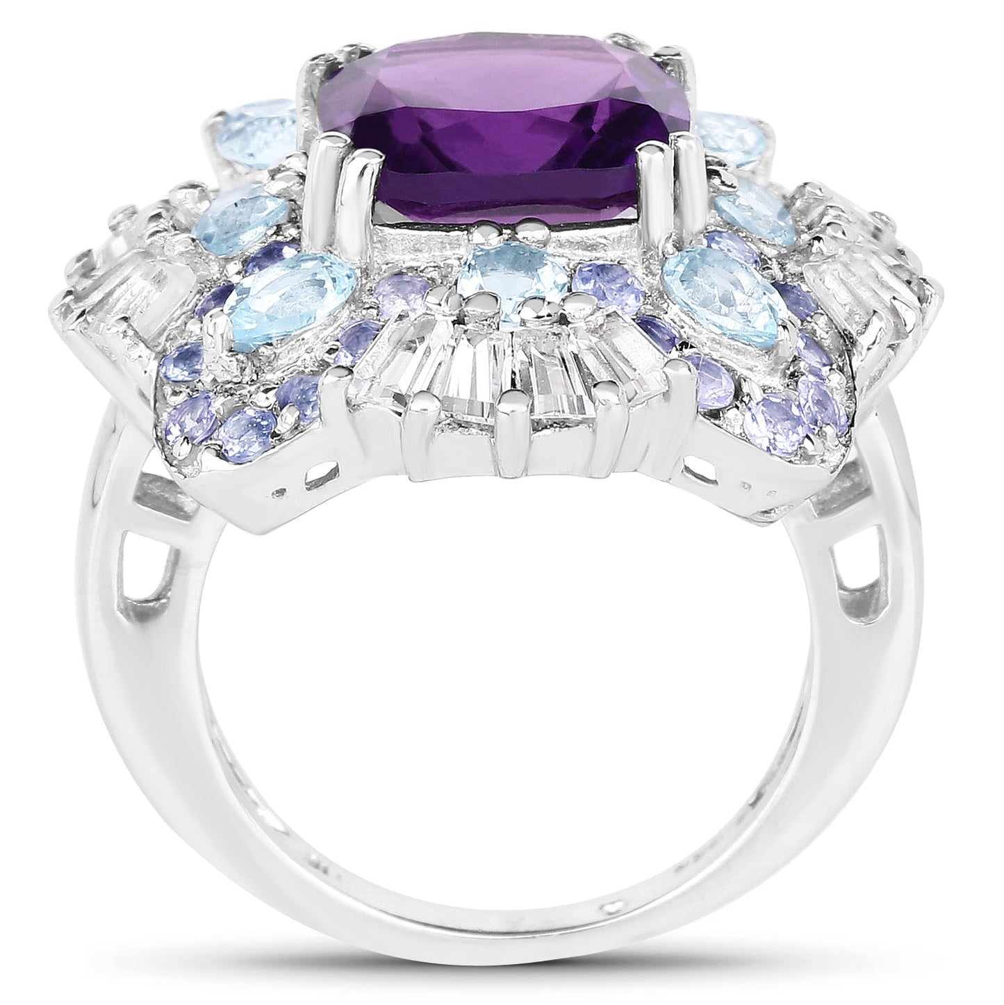 Bague de fiançailles multi-stones de 8,38 carats en argent sterling .925