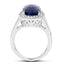 Bague de fiançailles en argent sterling .925 avec saphir bleu de 9,83 carats et diamants