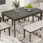 TOPMAX 6-Piece Dining Table Set with Upholstered Dining Chairs and Bench Farmhouse Style Tapered Legs Dark Gray+Beige - Korvel