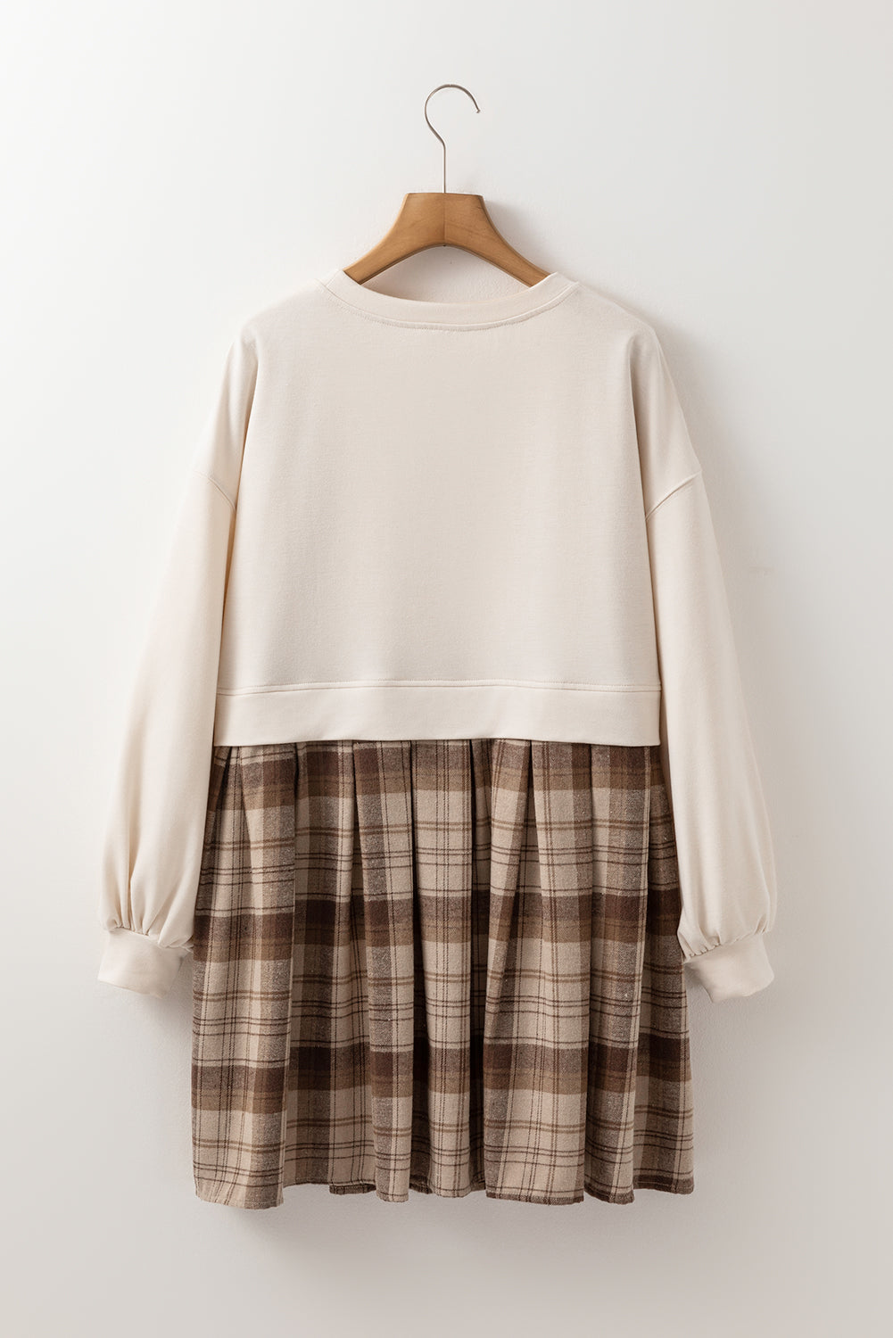 Vintage Plaid Round Neck Long Sleeve Mini Dress Cozy & Stylish Dress Retro Design Dress For Party - Korvel