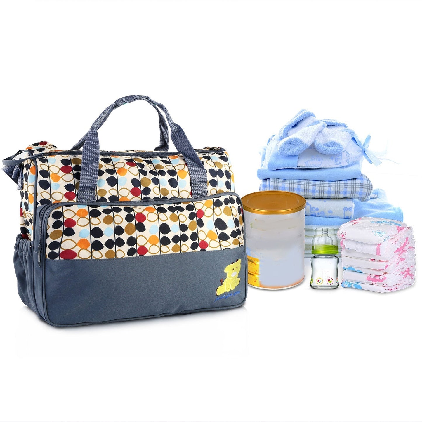 Ensemble de sac à couches pour bébé de 5 pièces avec tapis à langer et poches isolées
