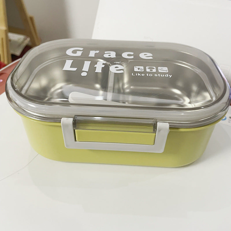 Korean Style Stainless Steel Two Compartment Lunch Box