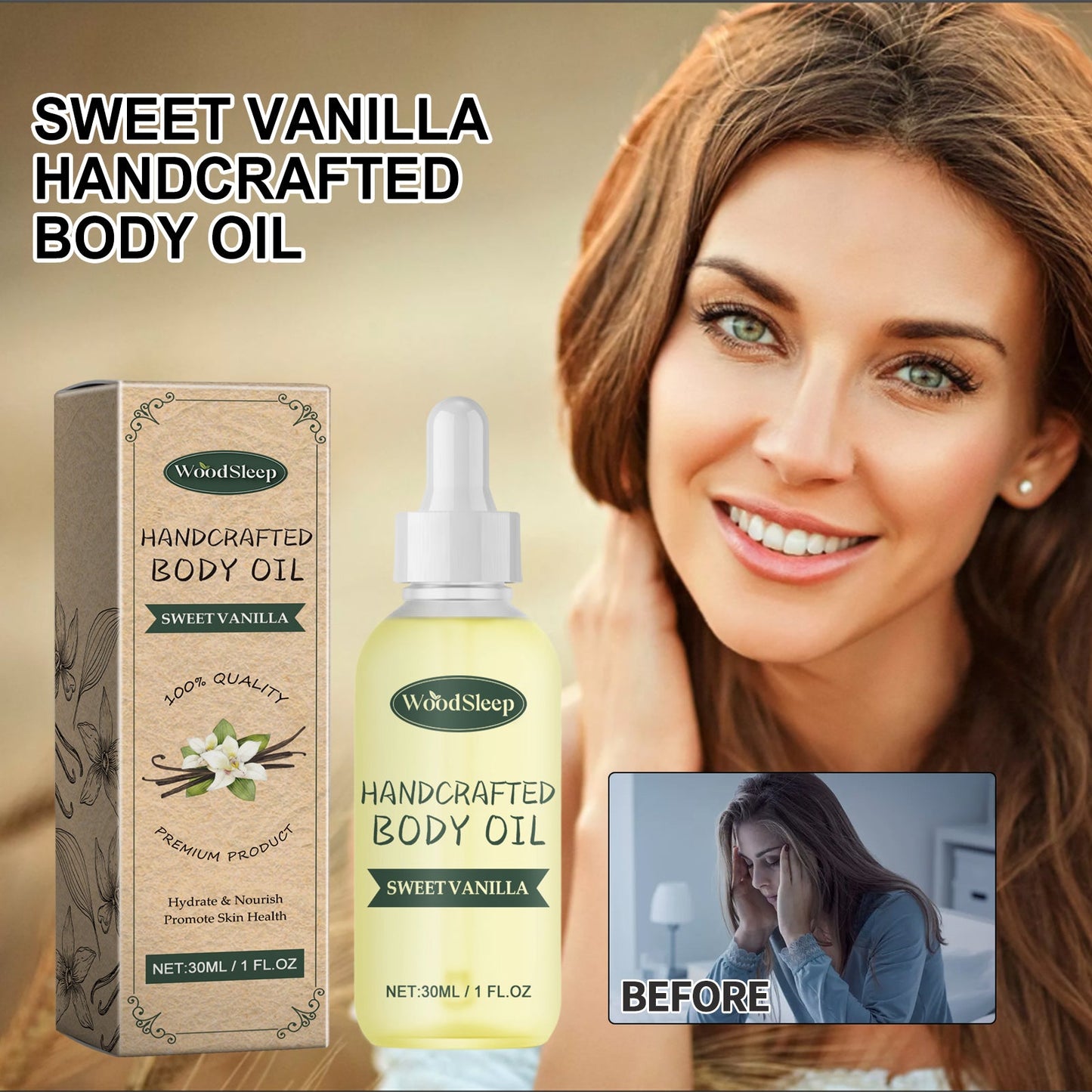 Sweet Vanilla Handcrafted Body Oil, Repair Skin Barrier To Relieve Dry Itchy Red Moist Hydrating Essence Oil - Korvel