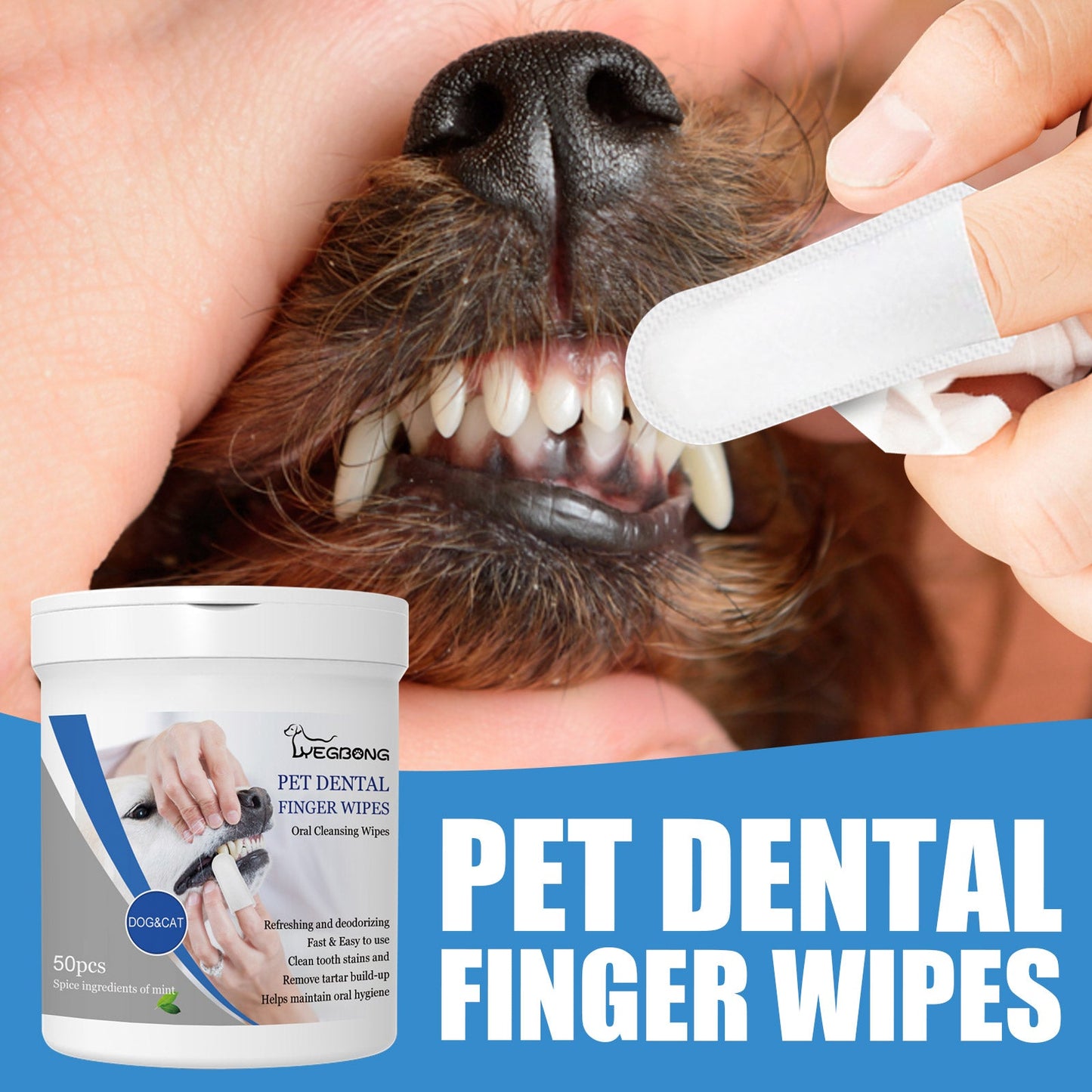 Premium Pet Dental Finger Wipes for Fresh Breath