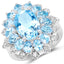Bague en argent sterling avec topaze bleue et topaze blanche de 7,57 carats