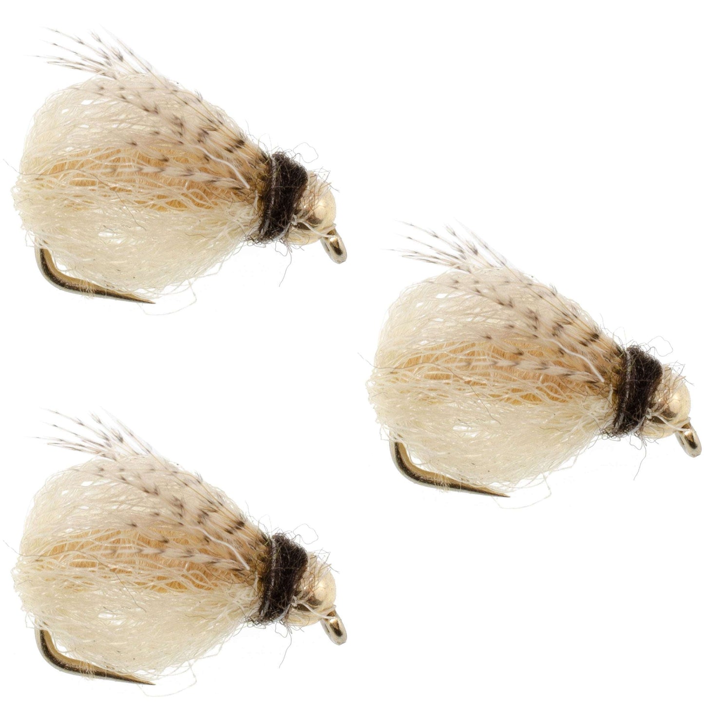 Paquete de 3 Moscas LaFontaine Tan Deep Sparkle Caddis Pupa - Tamaño 18