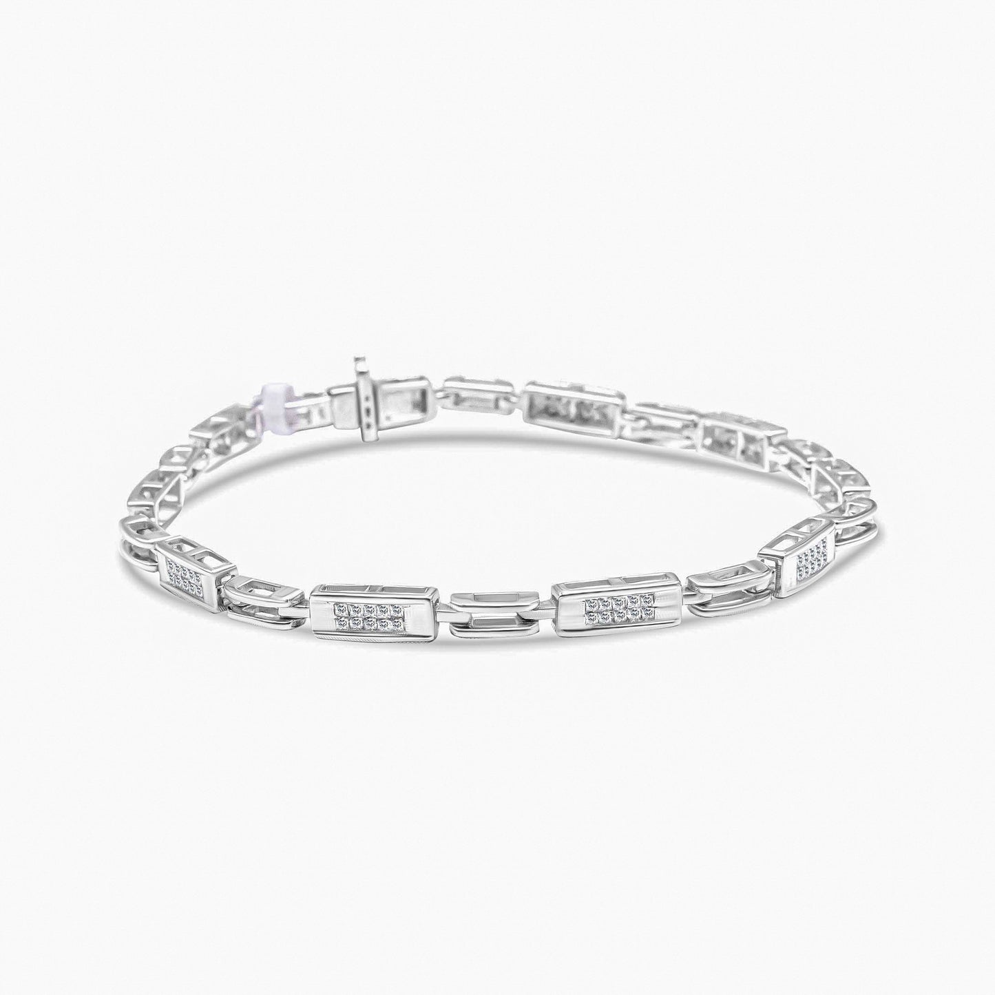 Bracelet de tennis en diamant taille princesse en or blanc 14K - 1,0 Cttw