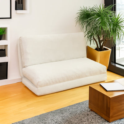 Large folding mattress sofa bean bag bed, foam filled folding mattress sofa, soft high-grade artificial fur - Korvel