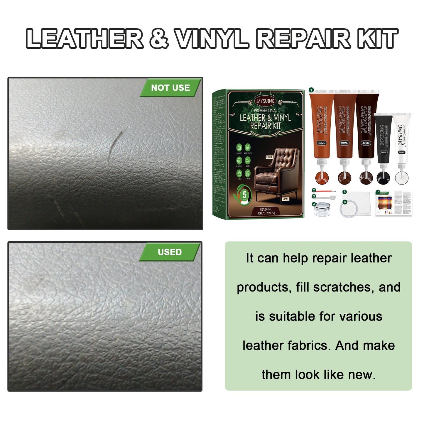 Premium Leather Restoration Kit for Furniture & Upholstery