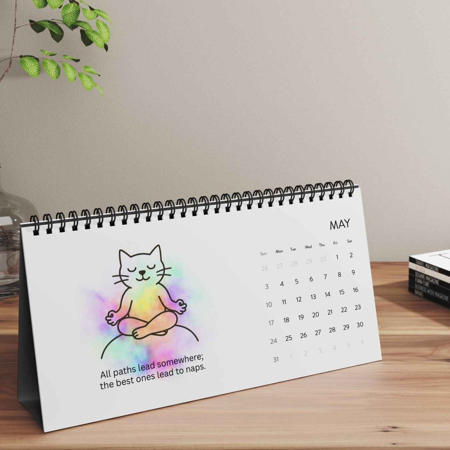 Calendario de Escritorio de Filosofía Gato | Un Año de Sabiduría con Bigotes
