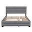 Queen Upholstered Platform Bed with Twin Size Trundle and Two Drawers Grey - Korvel