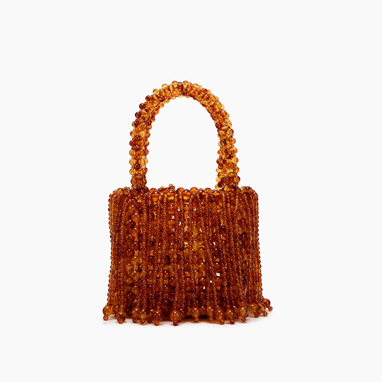 Dual-Color Amber Acrylic Cat-Eye Bead Hand-Braided Bag