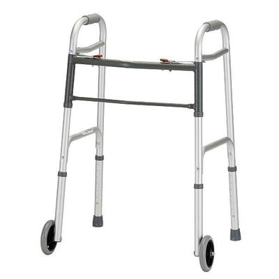 Nova Folding Walker with 5-Inch Wheels - Chrome Finish