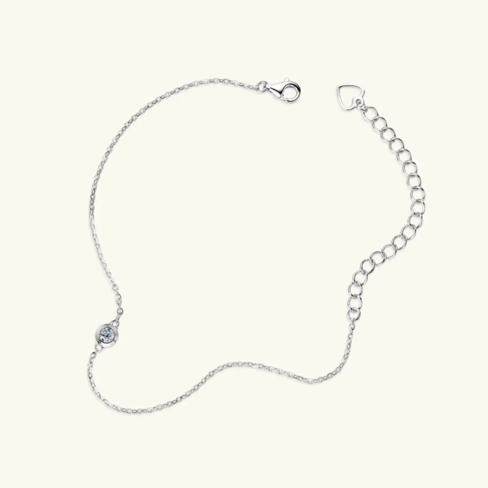 Inlaid Moissanite 925 Sterling Silver Bracelet - Korvel