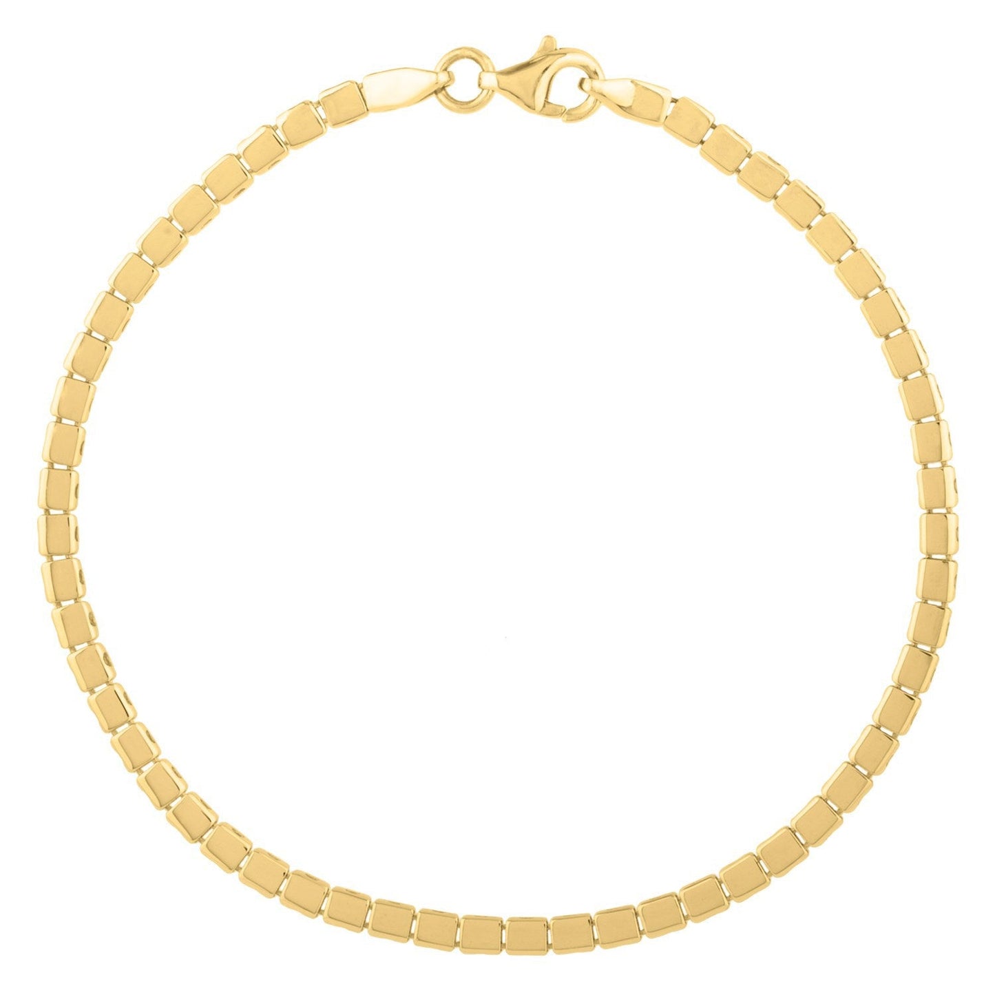 Pulsera Mini Cubo de Oro Amarillo de 14k - 7 Pulgadas