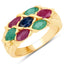 1.63 Carat Ruby, Blue Sapphire & Emerald Sterling Silver Ring