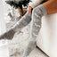 Chaussettes de Noël MANDOTOS avec Élan et Flocon de Neige au-dessus du Genou pour Femmes