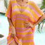 Tassel Openwork Striped V-Neck Cover Up - Korvel