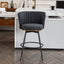 A set of 2 gray rotating bar stools - high backrest, adjustable, with elegant metal backrest decoration - Korvel