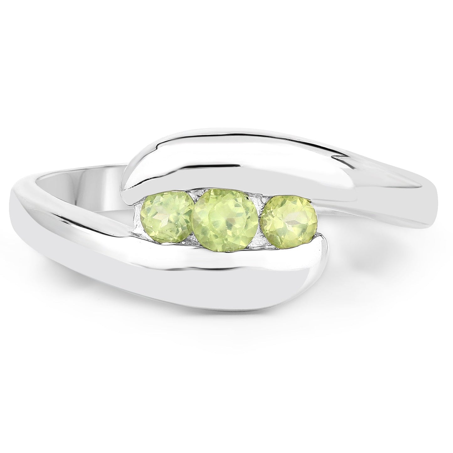 0.56 Carat Genuine Peridot .925 Sterling Silver Engagement Ring