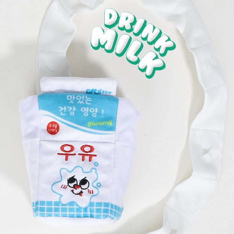 Milk Box Food Hiding Scented Plush Toy for Dogs with Sound Slow Feeding Intelligent Design - Korvel