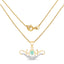 14K Yellow Gold Plated Emerald & White Topaz Pendant