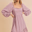Summer Ruffled Hem Square Neck Balloon Sleeve Mini Dress