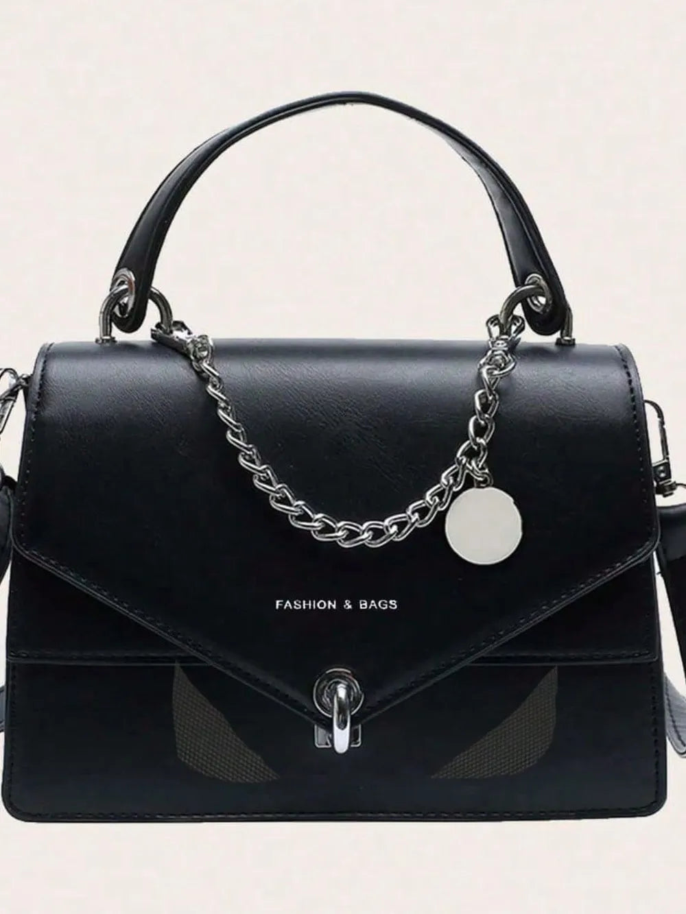 Chain PU Leather Detachable Shoulder Strap Handbag - Korvel