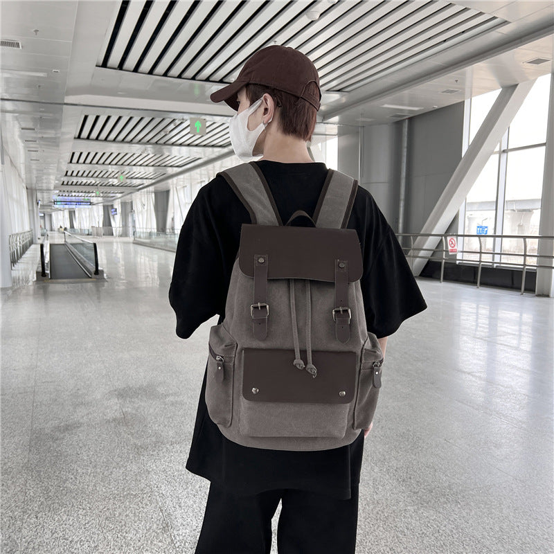 Mochila Retro de Lona con Cierre de Cordón - Elegante y Duradera