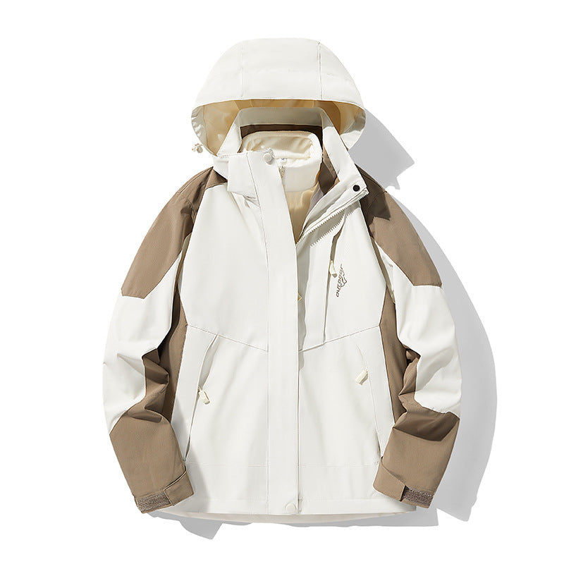 Three-in-One Waterproof Windproof Parka with Fleece Lining
