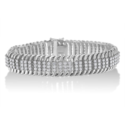 Pulsera de Tenis S Wave de Diamantes de 5.0 Cttw en Oro Blanco de 14K
