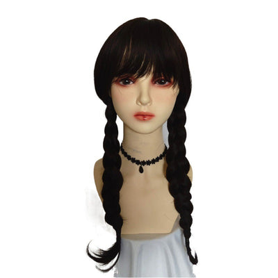 Addams Family Animated Wig Black Double Ponytail Braid Wig - Korvel