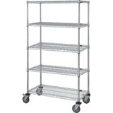 Chariot de Rangement à Étagères en Fil Chromé Quantum Storage Systems - 74 In