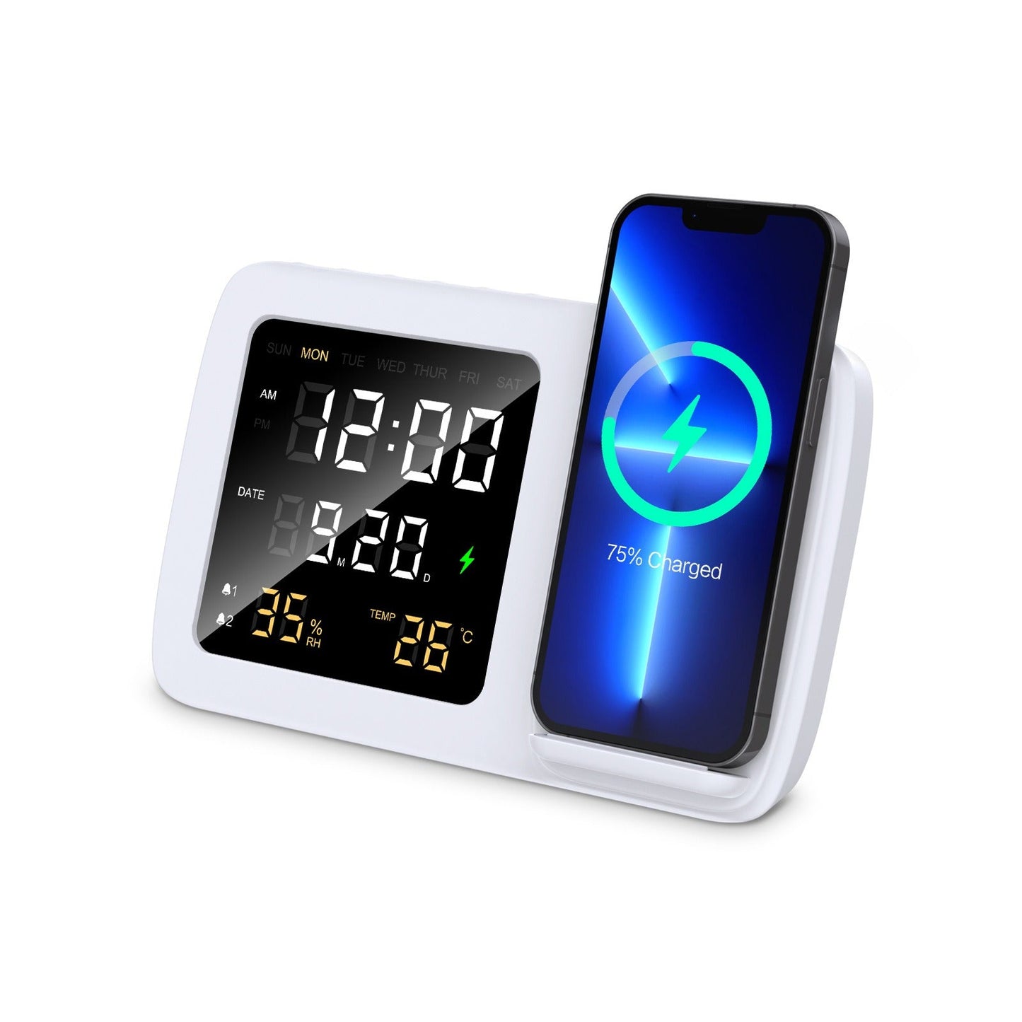 Digital clock wireless charging 15W intelligent three in one alarm clock wireless charging calendar desktop charging - Korvel