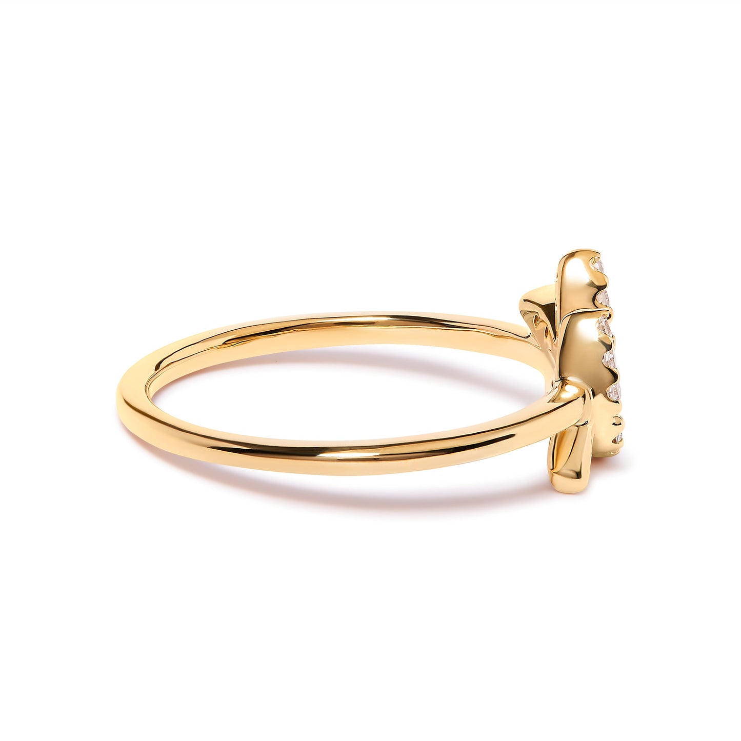 10K Yellow Gold Diamond Leaf and Branch Ring - Size 7