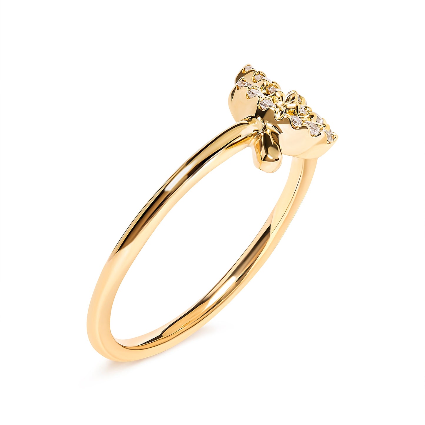 10K Yellow Gold Diamond Leaf and Branch Ring - Size 7