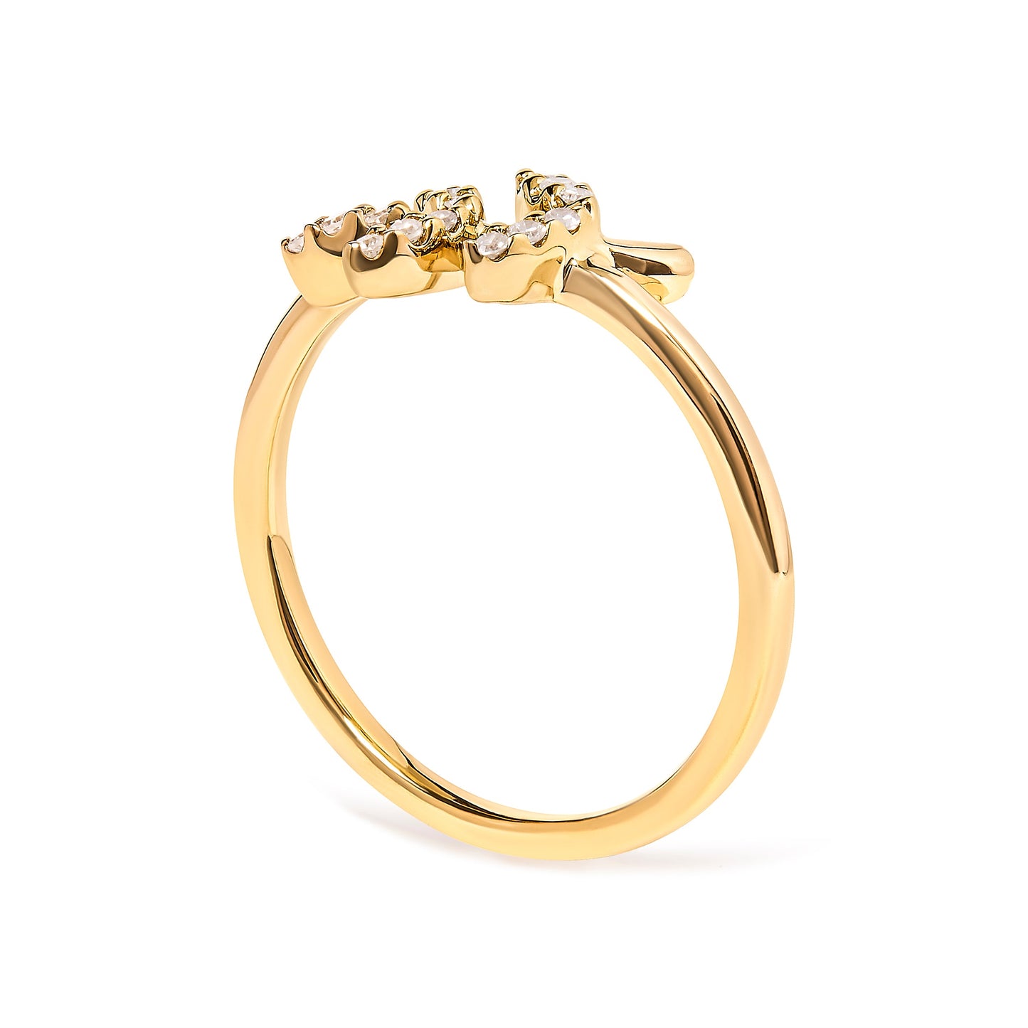 10K Yellow Gold Diamond Leaf and Branch Ring - Size 7