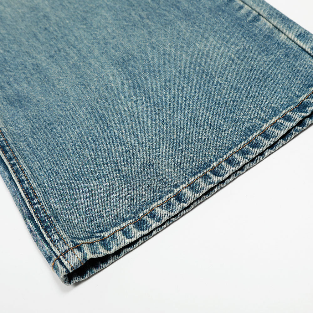 Hole-Washed Denim Long Pants Men's Loose Faded Whitewashed Wide-Leg Straight Trousers European and American Street Fashion Versatile Dad Pants - Korvel