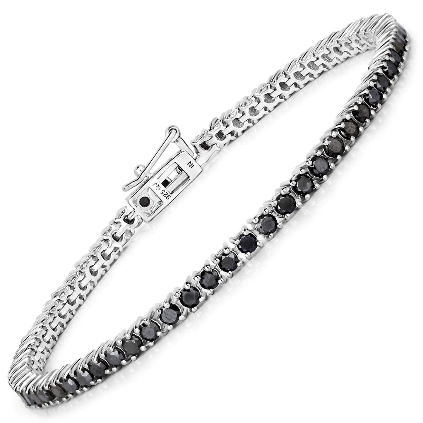 3.15 Carat Genuine Black Diamond Sterling Silver Bracelet