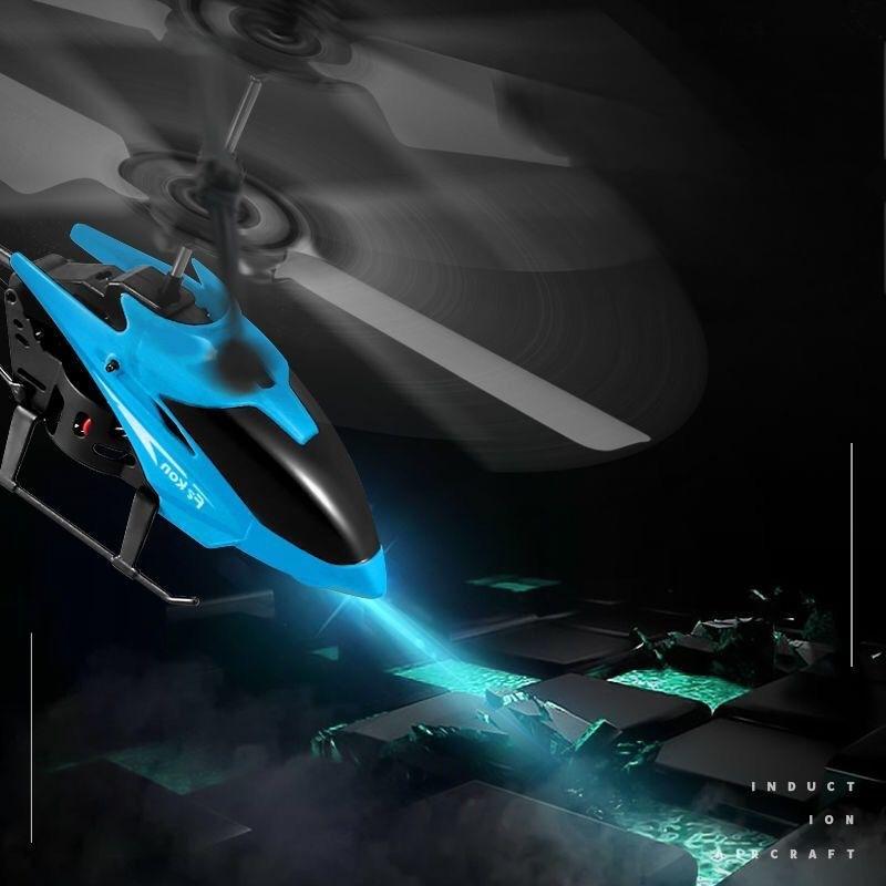 Remote controlled aircraft induction suspended two-way helicopter, drop resistant and playable, rechargeable flying stall toy with lights - Korvel