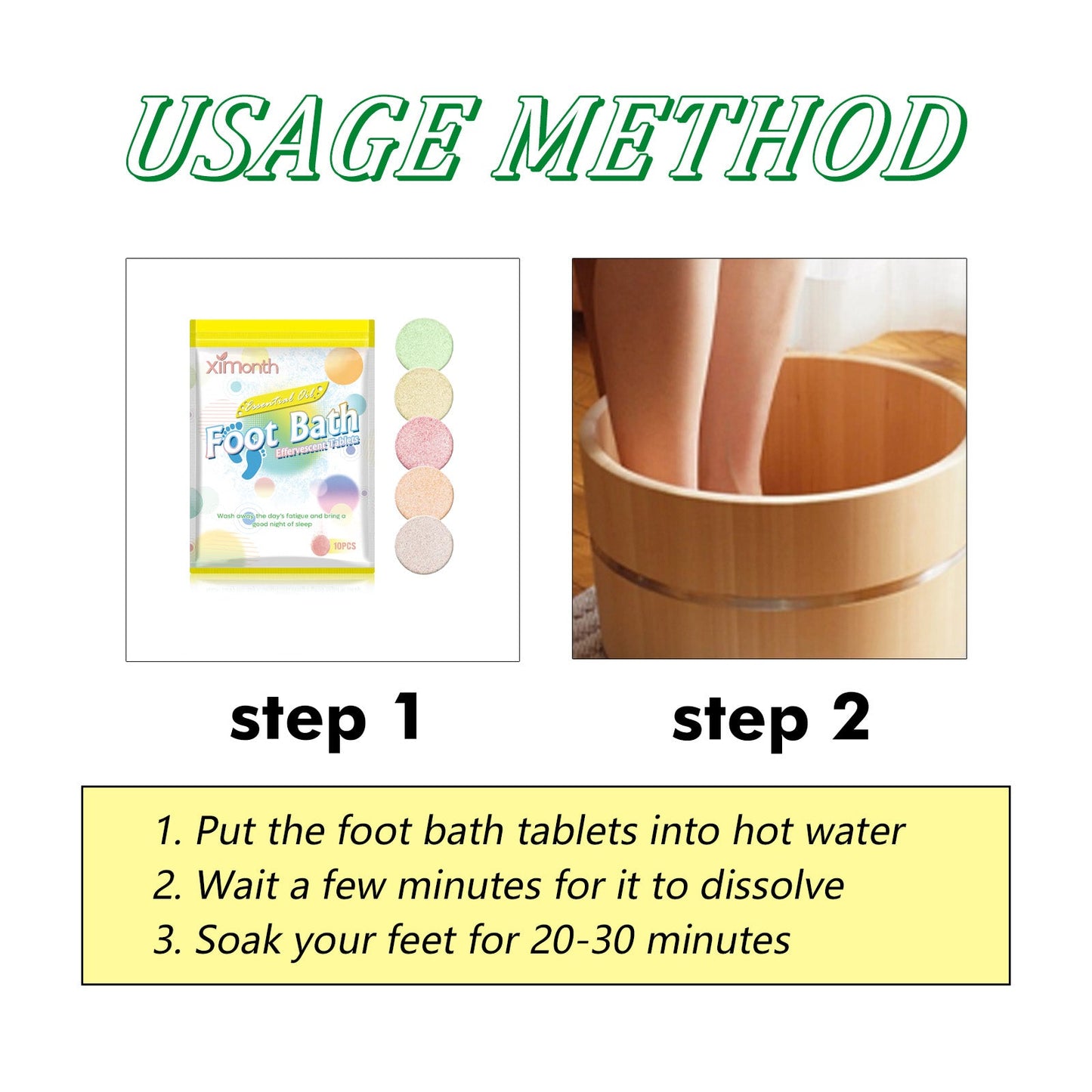 Tabletas de Baño para Pies Premium para Relajación y Cuidado