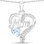 0.54 Carat Blue Topaz & White Topaz Sterling Silver Pendant