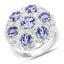 2.00 Carat Genuine Tanzanite and White Zircon Sterling Silver Ring
