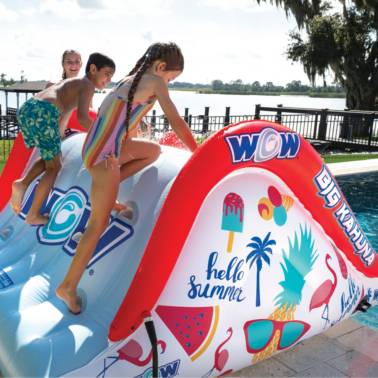 Glissade à deux voies Big Kahuna de WOW Sports pour piscines enterrées
