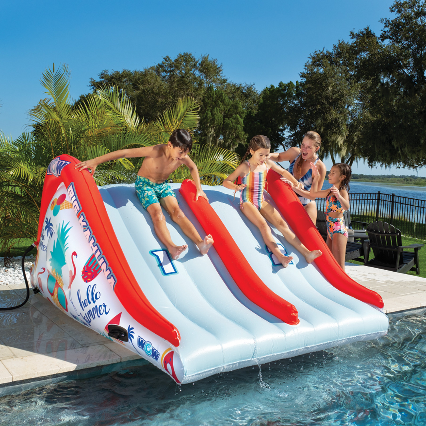 Glissade à deux voies Big Kahuna de WOW Sports pour piscines enterrées