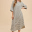 Striped Round Neck Midi Dress - Soft & Stylish Classic Design