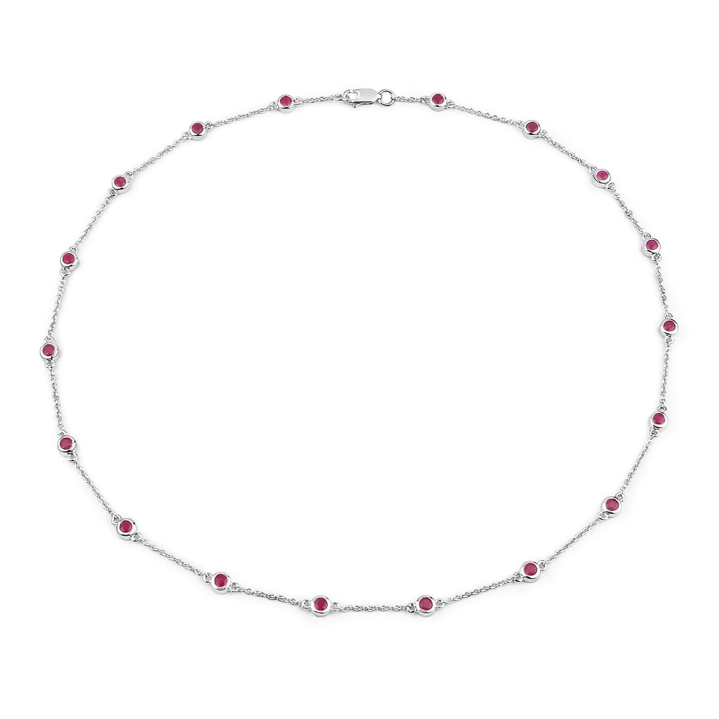 2.34 Carat Genuine Ruby Necklace in .925 Sterling Silver