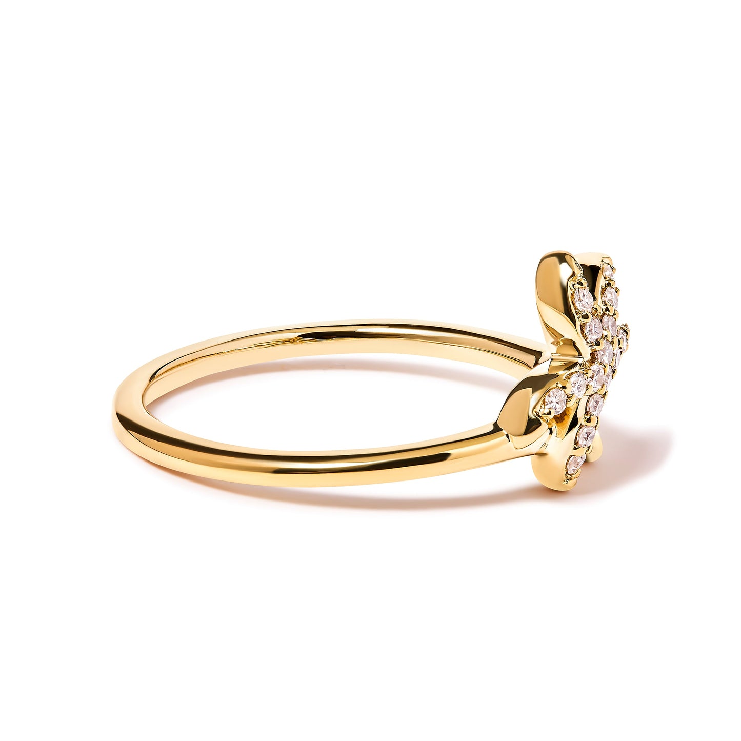 Bague de déclaration en diamant en or jaune 10K en forme de palmier - Taille 7